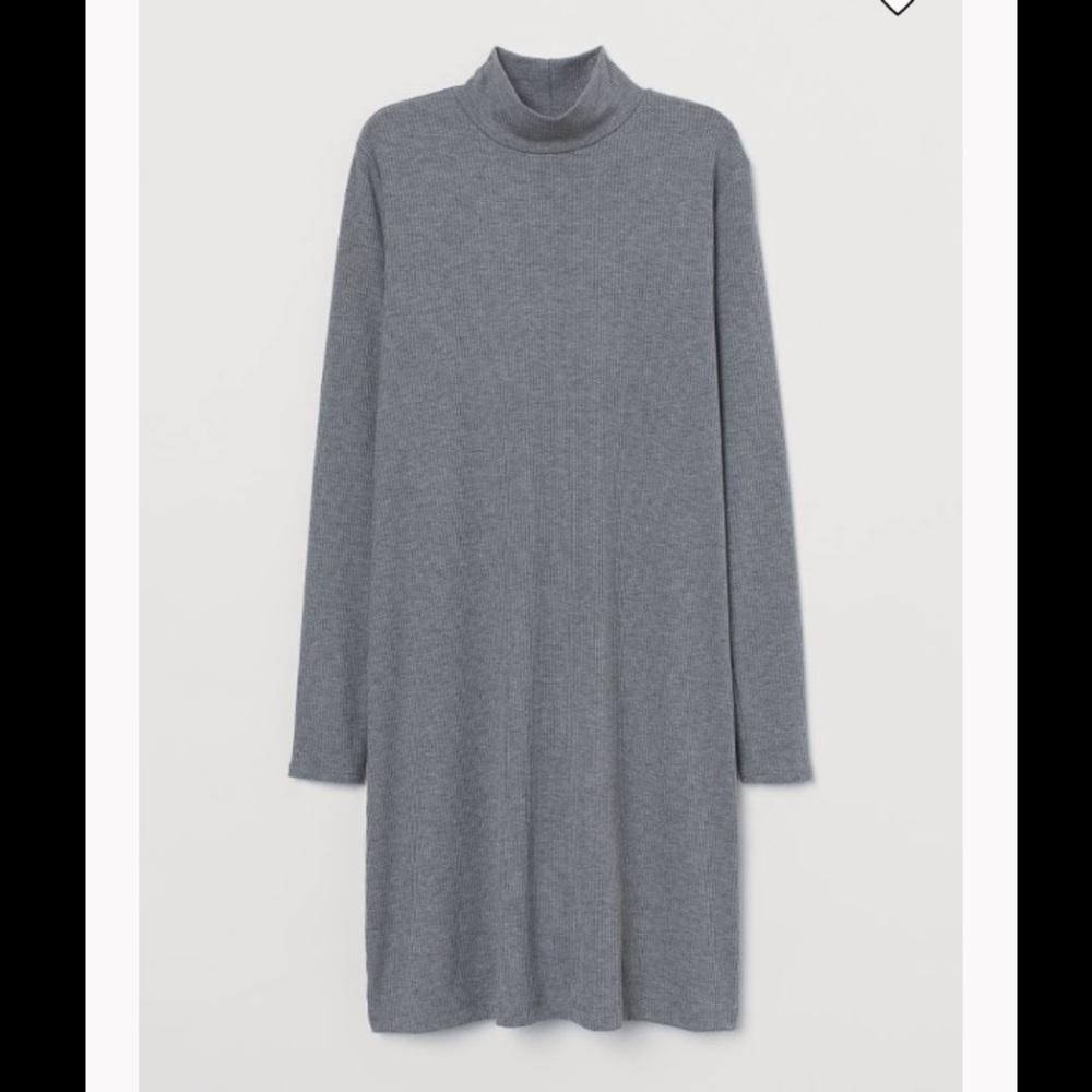 H&M Grey Ribbed Turtleneck Dress